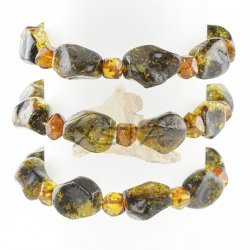 Baltic amber bracelet - green cognac color